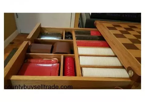 Oak Checker and Backgammon Set